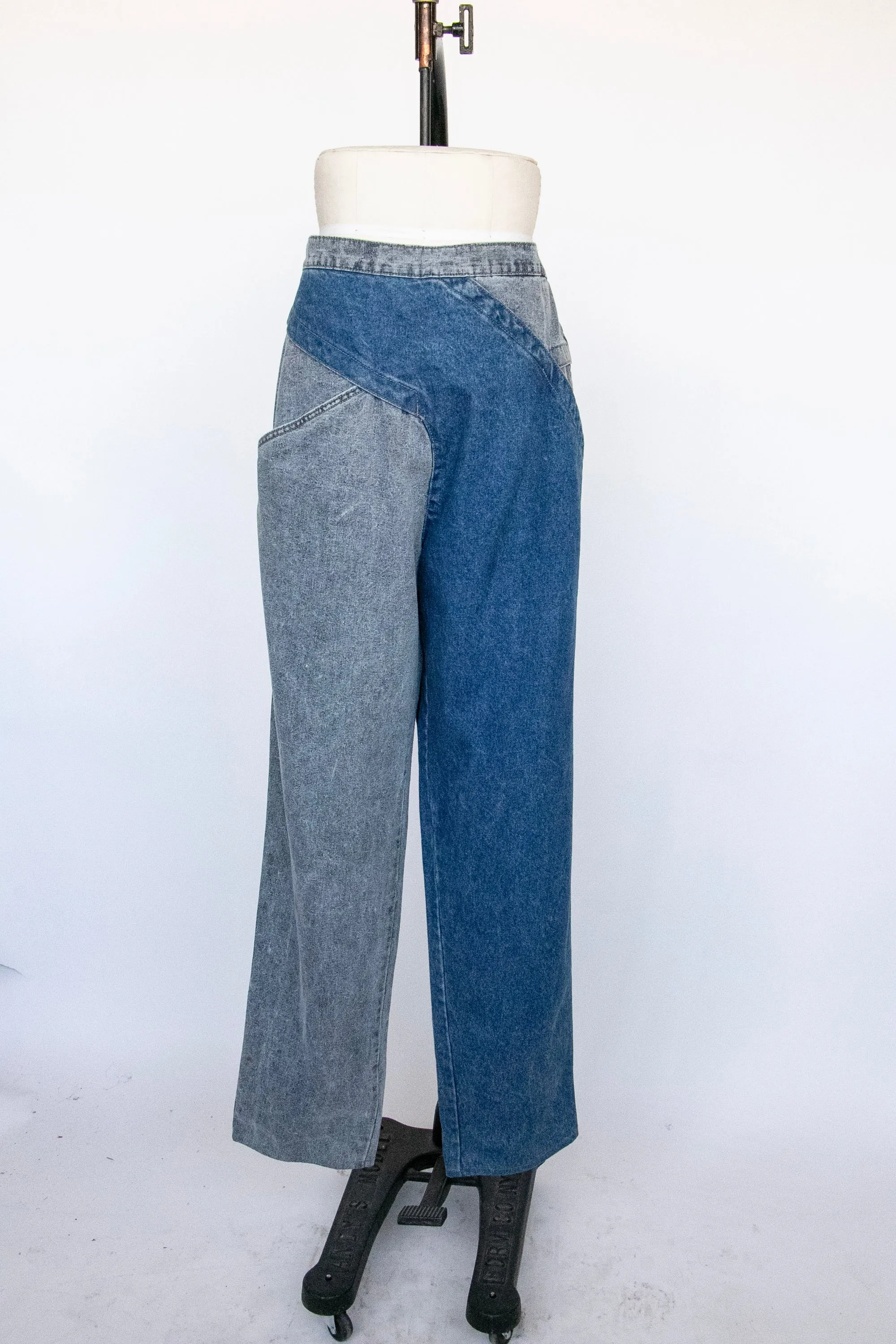 1980s Jeans Cotton Denim Two Tone Volup High Waist 36" x 35"