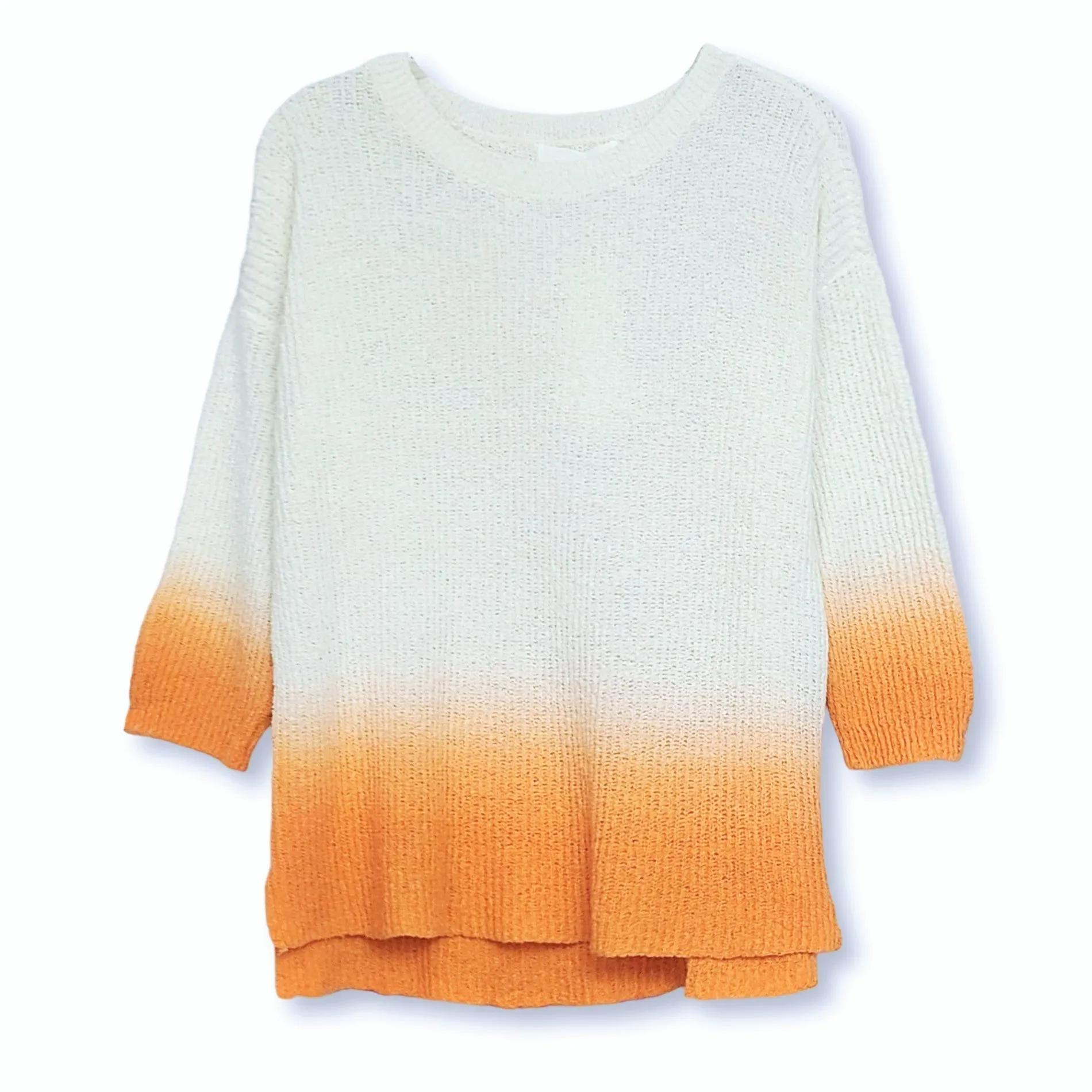 Adyson Parker Women's Plus 3/4 Sleeve Ombre Dip Dye Soft Cotton Blend Knit Sweater