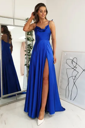 Anna Cowl Neckline Gown | Royal Blue