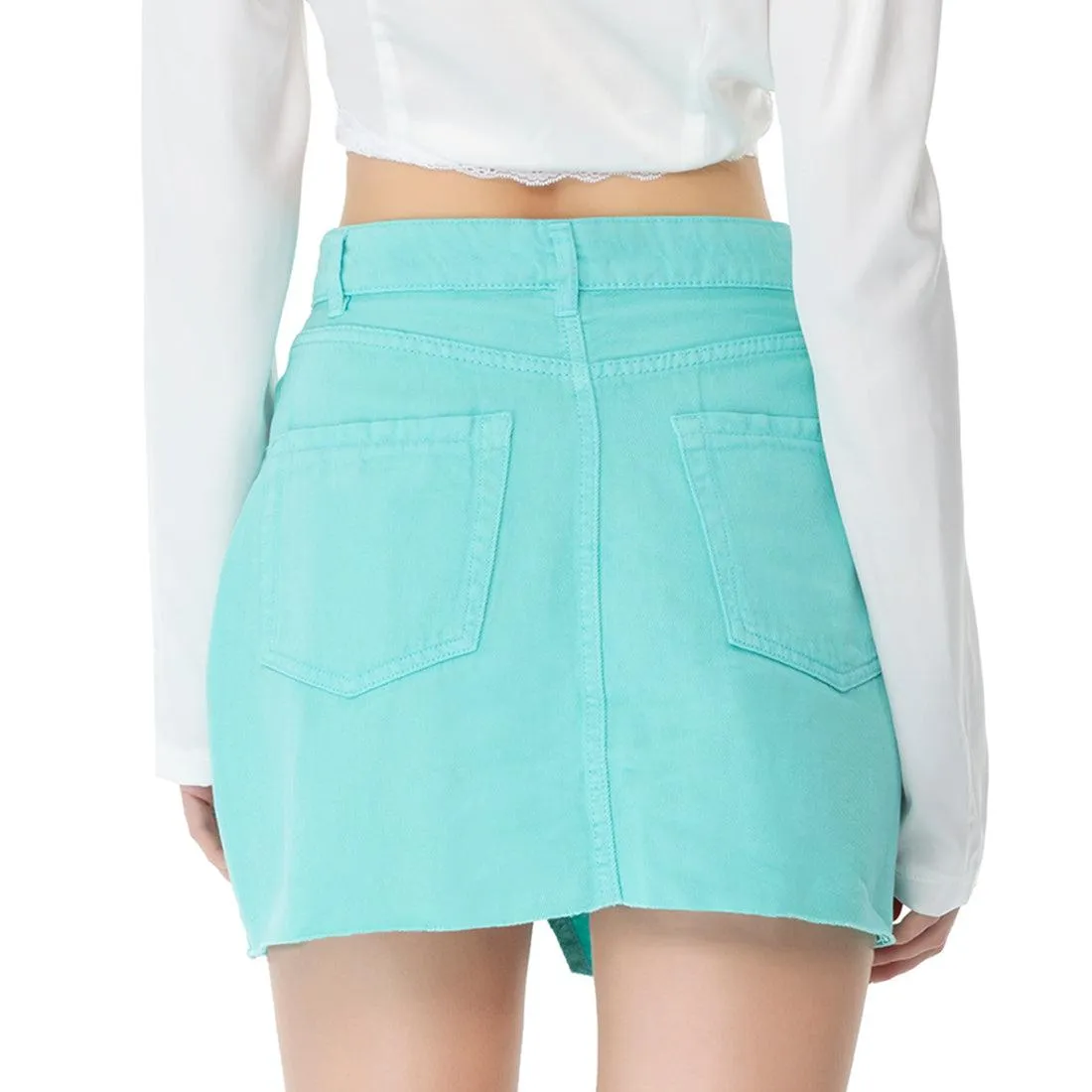 Aqua Split Front Denim Mini Skirt