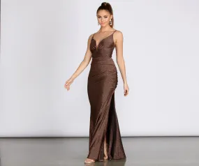 Bali Lurex Deep Charming V Ruched Dress