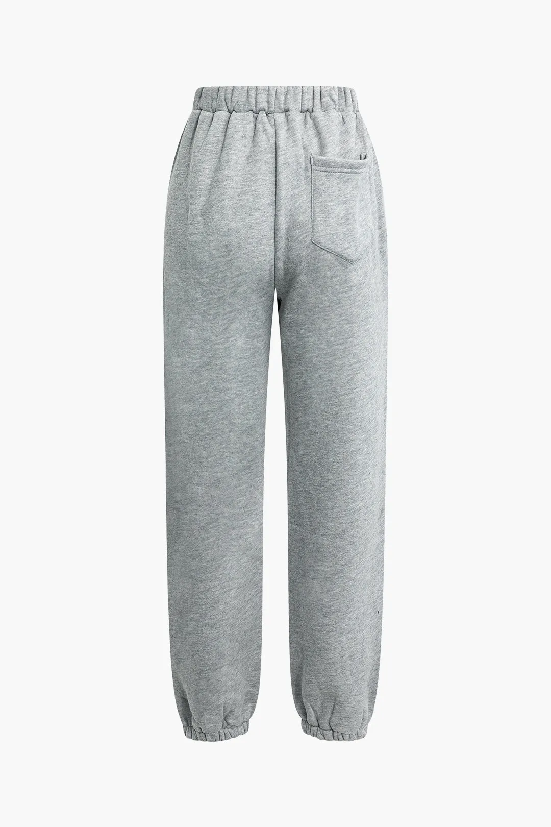 Basic Fleece Drawstring Cuffed Sweatpants