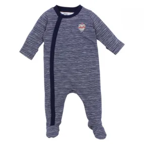 Bebe Magnus stripe  Velour zip front romper/ onesie Navy YW19560