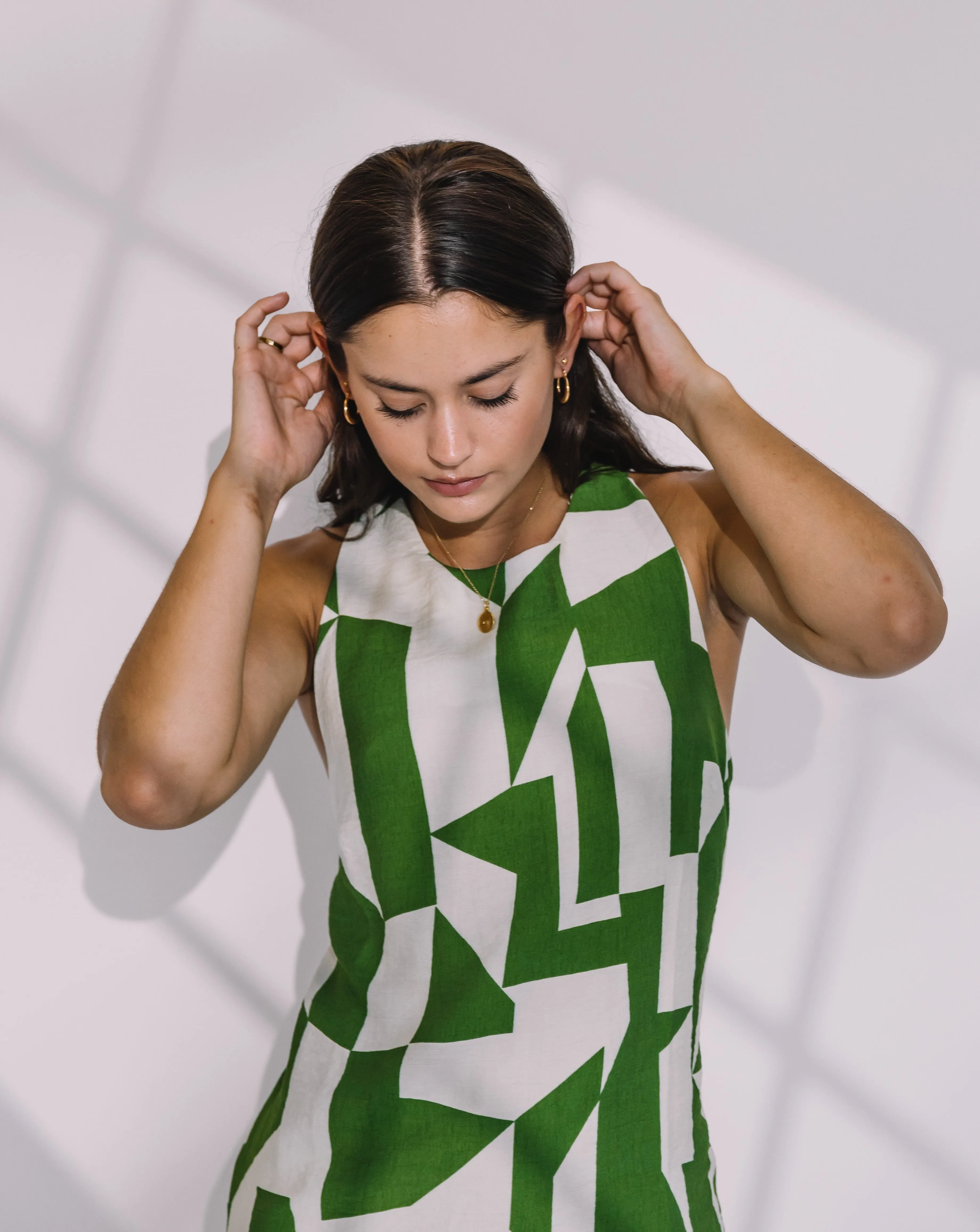 Bella Cross Back | Ivory and Green