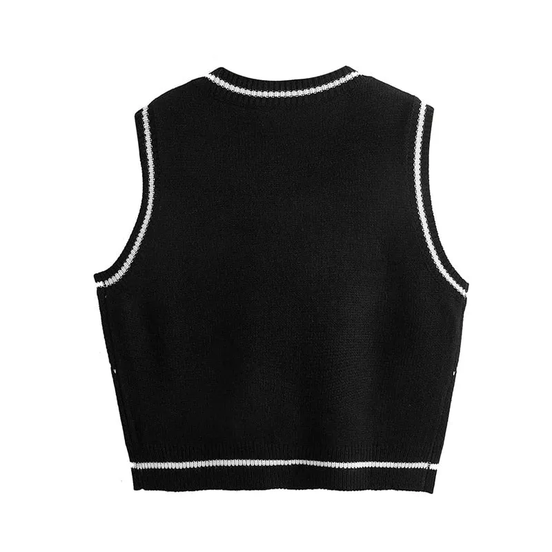 Black and White Skull Checkerboard Goth Sweater Vest