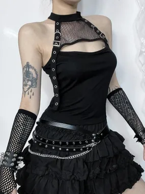 Black Dark Alt Fishnet Top