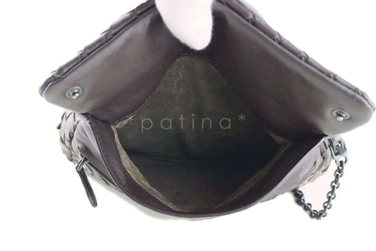 Bottega Veneta Ebano Brown Messenger Bag Woven Lambskin Cross Body