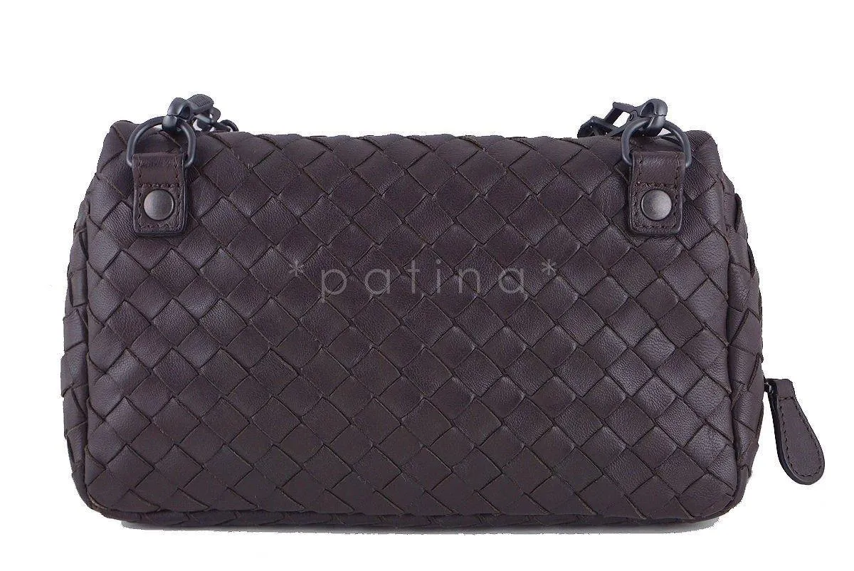 Bottega Veneta Ebano Brown Messenger Bag Woven Lambskin Cross Body