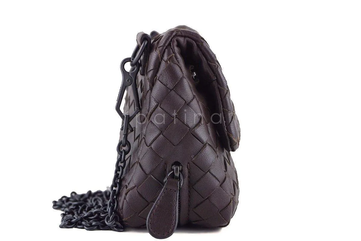 Bottega Veneta Ebano Brown Messenger Bag Woven Lambskin Cross Body