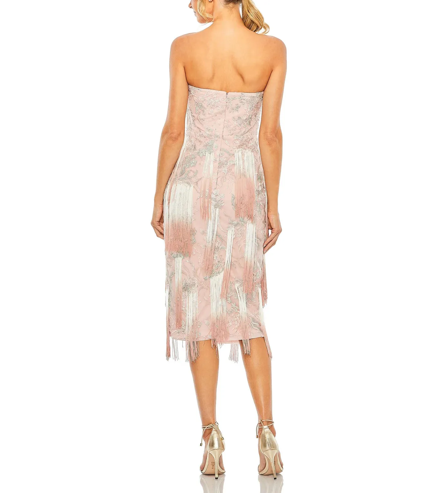 Bow Front Ombre Fringe Detailed Dress