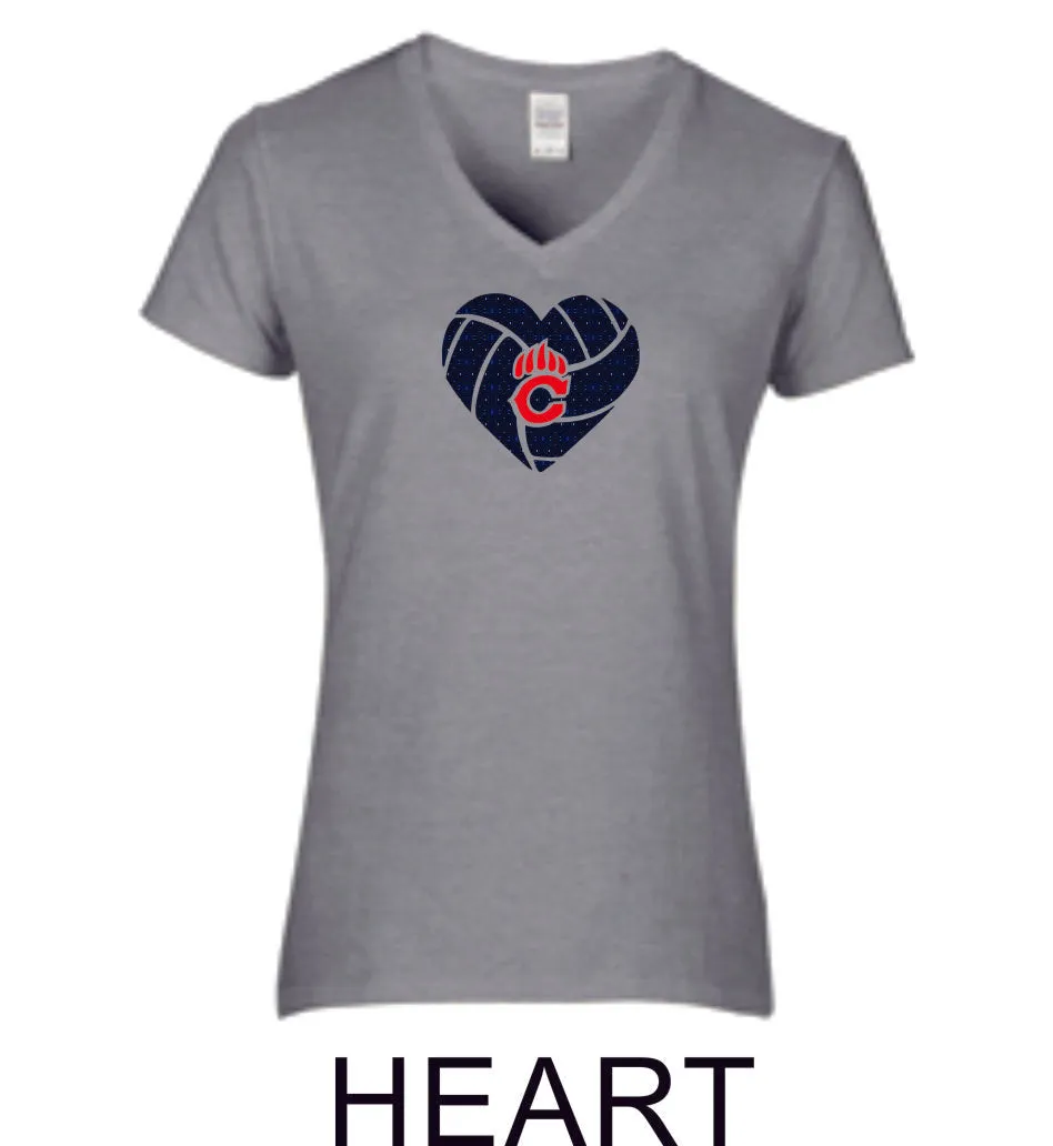 Chap Volleyball Ladies Fit Tee in 4 Designs- Matte or Glitter
