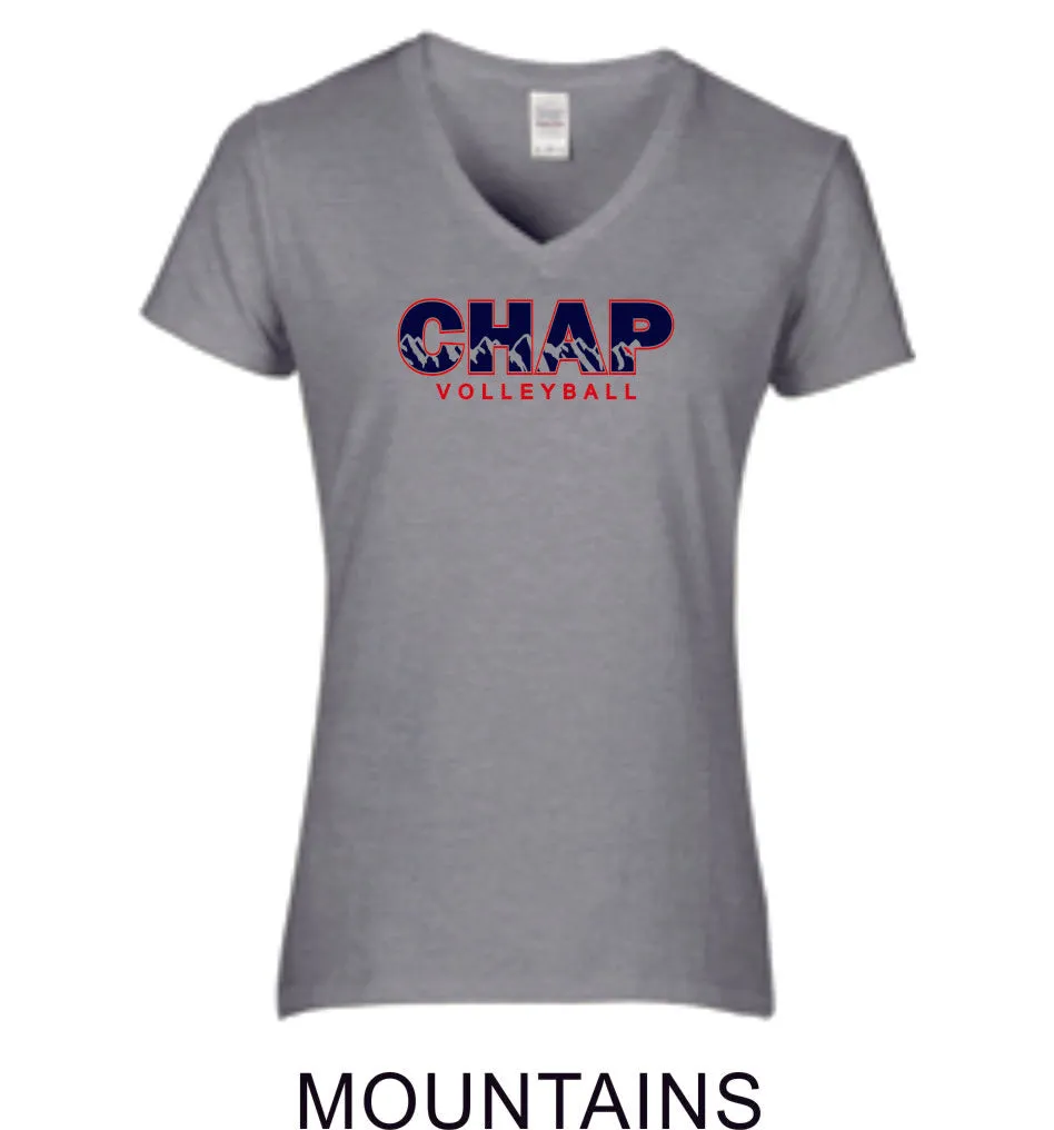 Chap Volleyball Ladies Fit Tee in 4 Designs- Matte or Glitter
