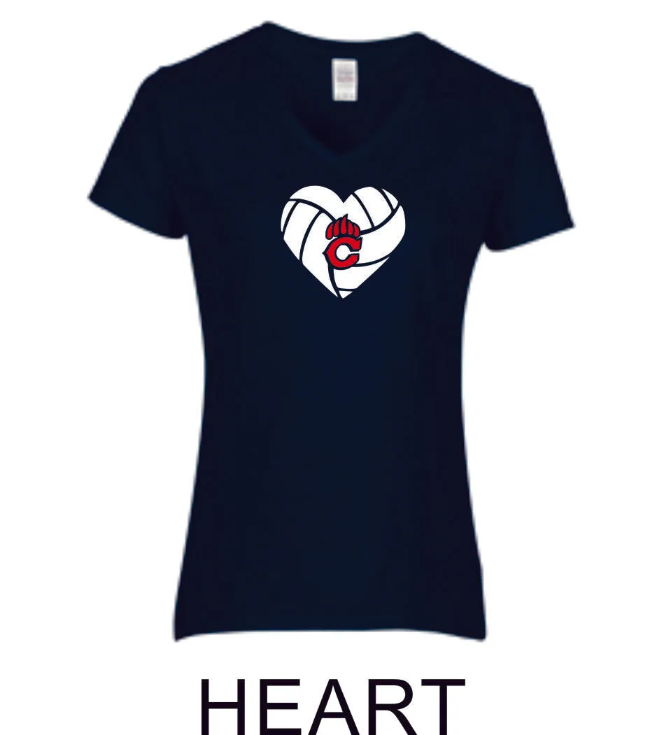 Chap Volleyball Ladies Fit Tee in 4 Designs- Matte or Glitter