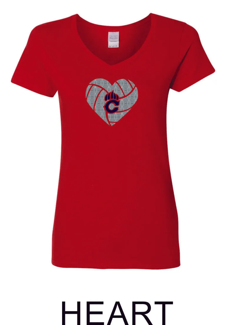 Chap Volleyball Ladies Fit Tee in 4 Designs- Matte or Glitter