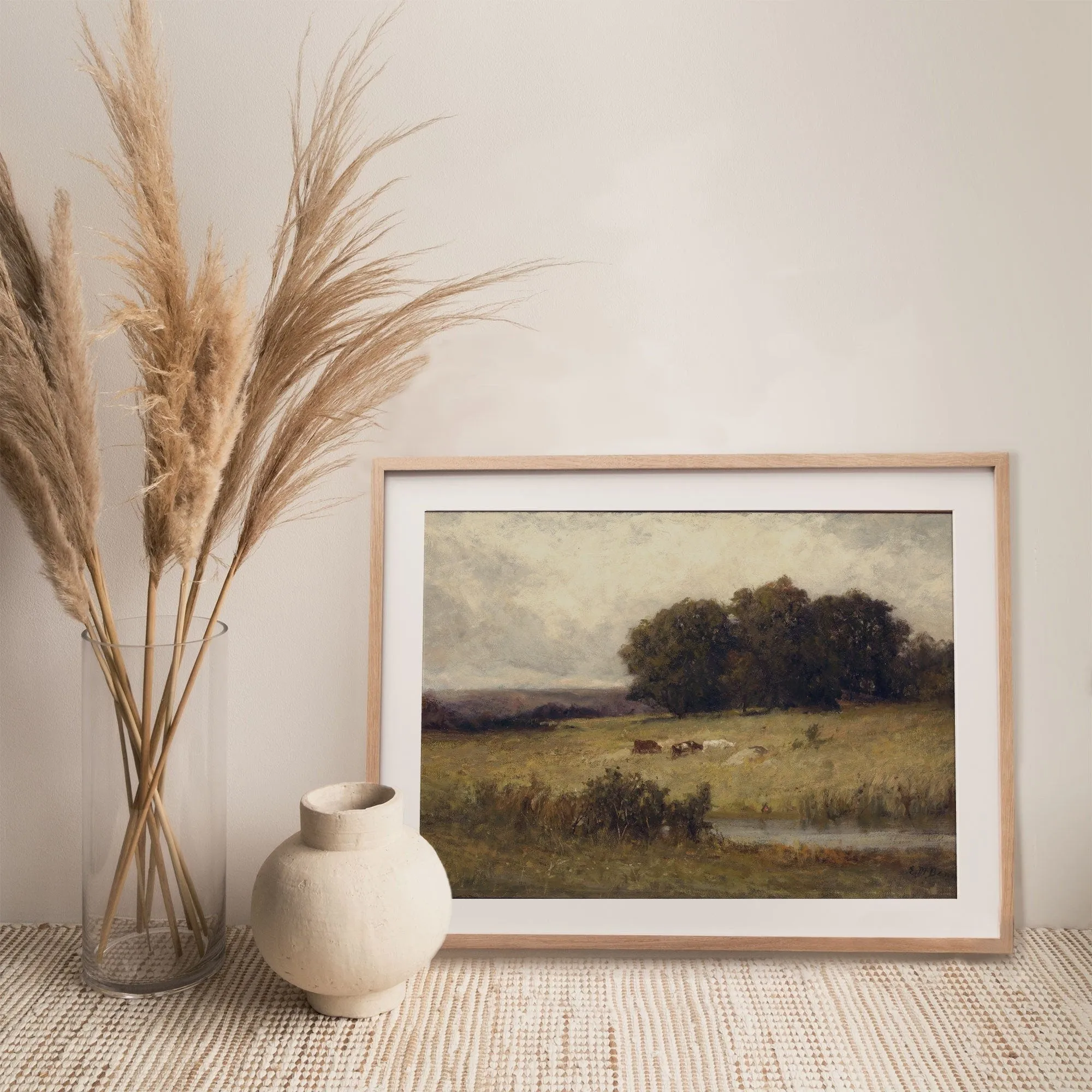 Cows in Field Vintage Wall Art