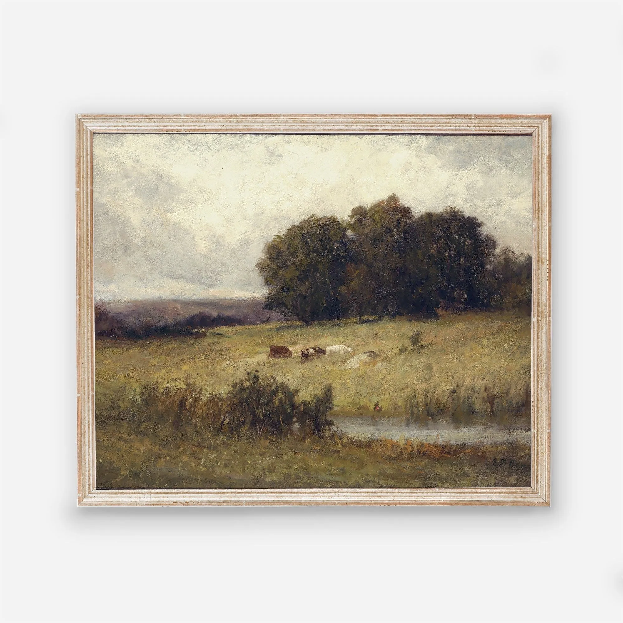 Cows in Field Vintage Wall Art