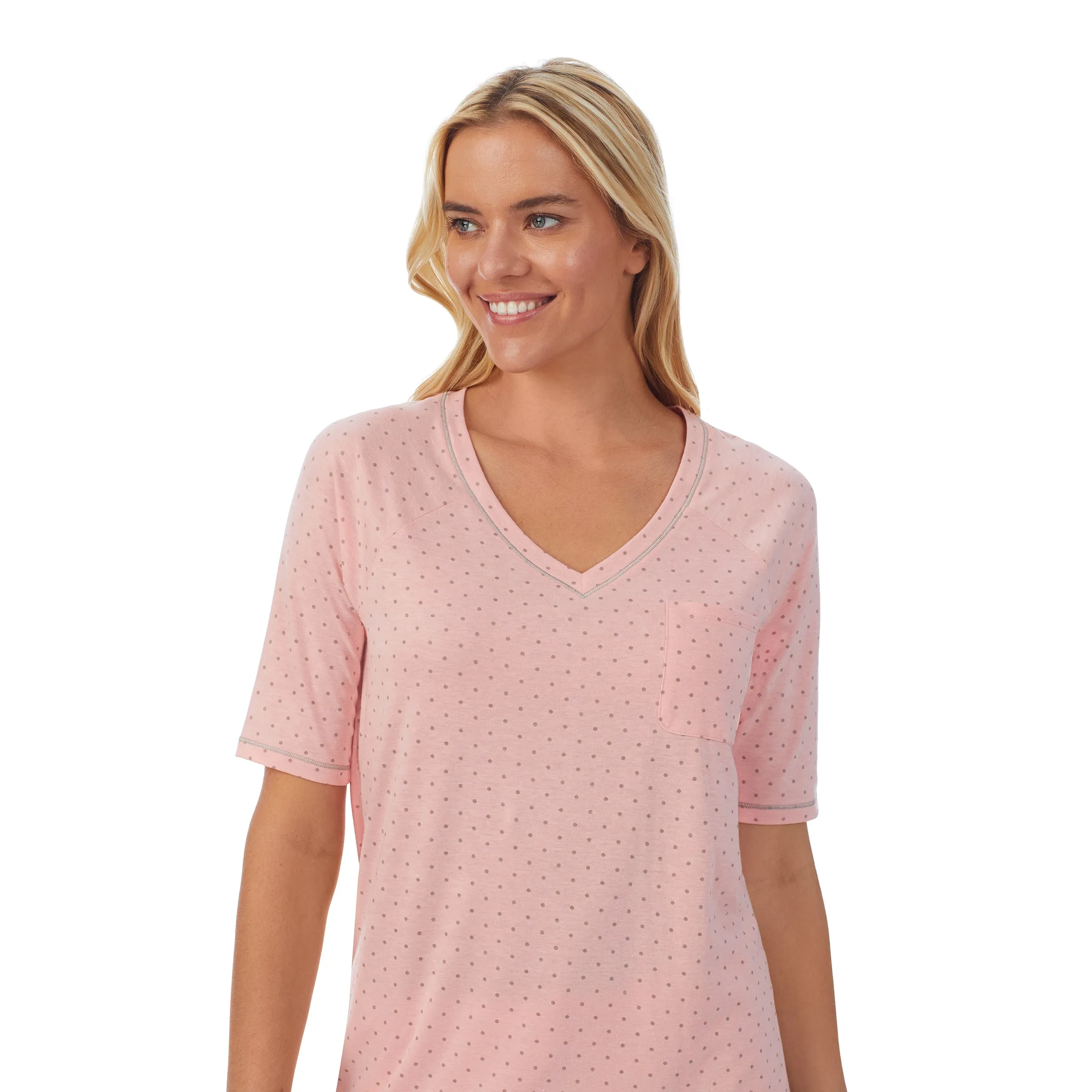 Cuddl Smart Elbow Sleeve Top with Cropped Pant Pajama Set