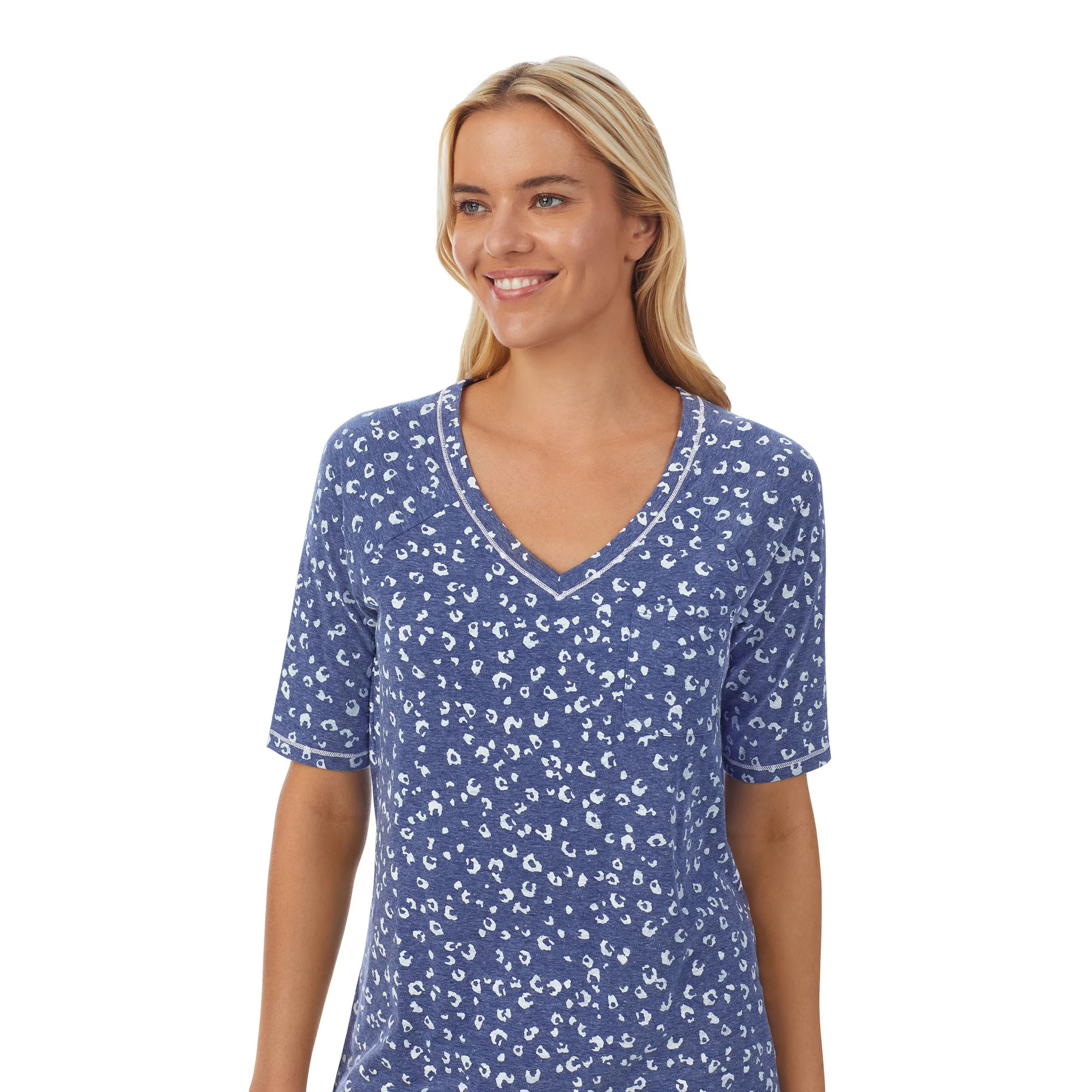 Cuddl Smart Elbow Sleeve Top with Cropped Pant Pajama Set