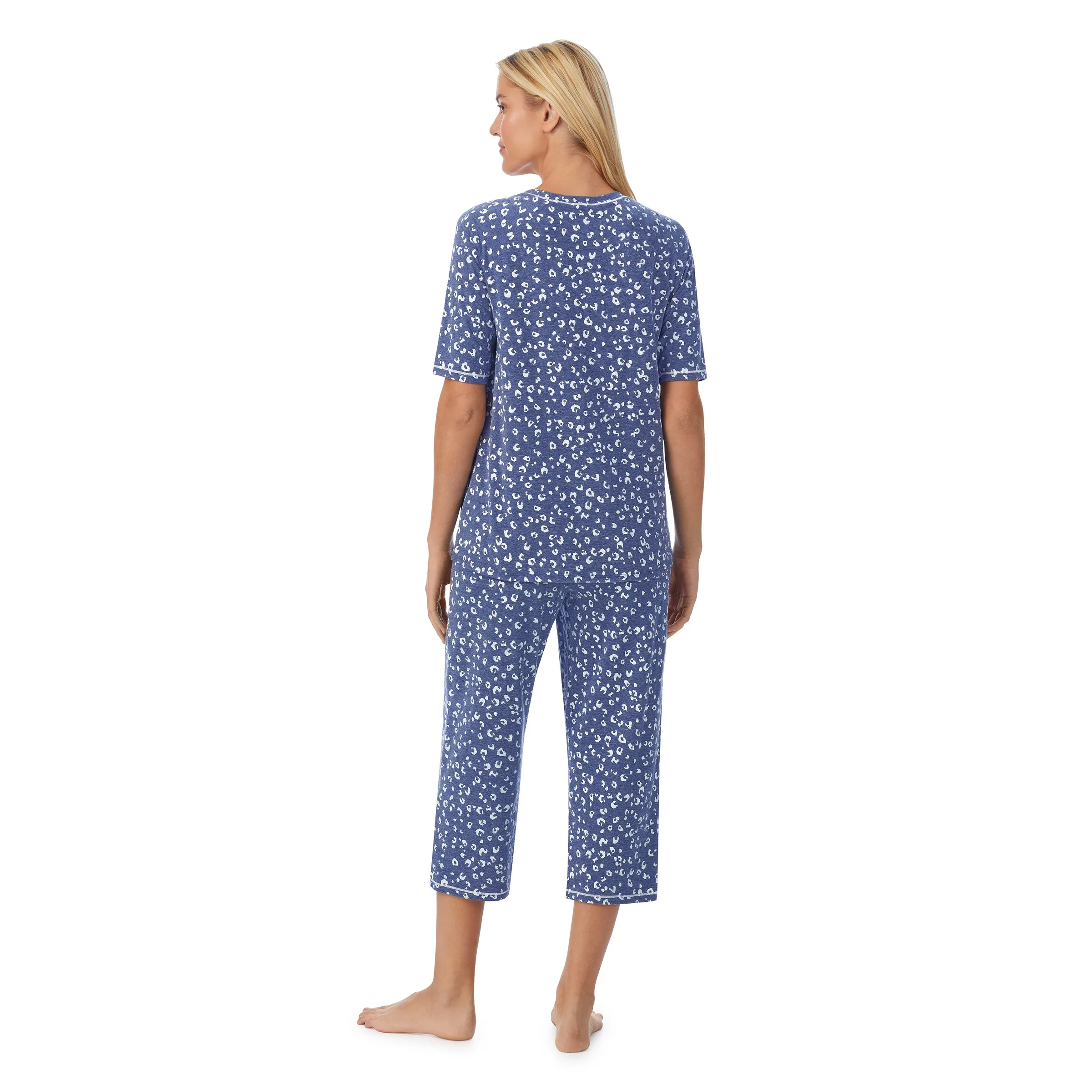 Cuddl Smart Elbow Sleeve Top with Cropped Pant Pajama Set