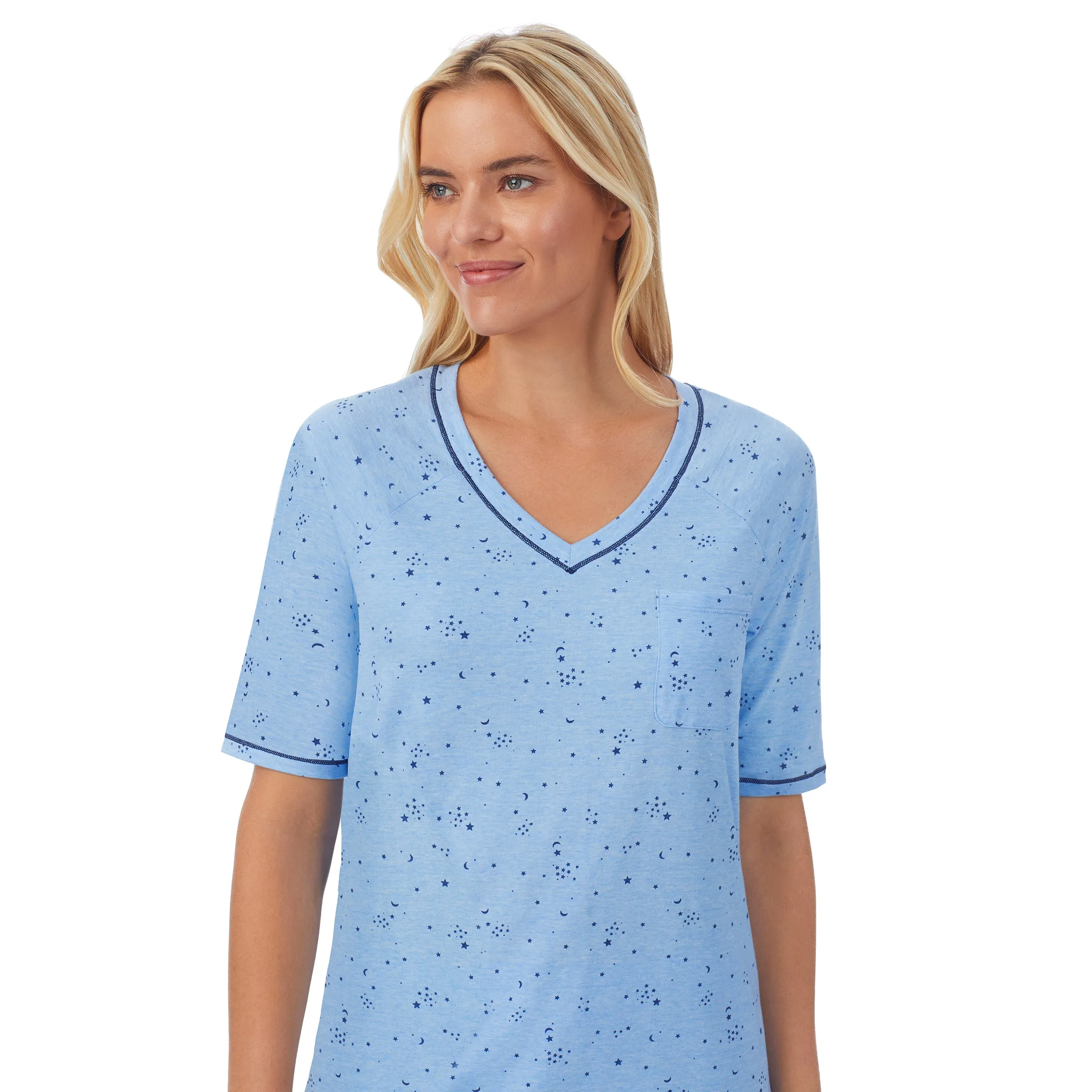 Cuddl Smart Elbow Sleeve Top with Cropped Pant Pajama Set