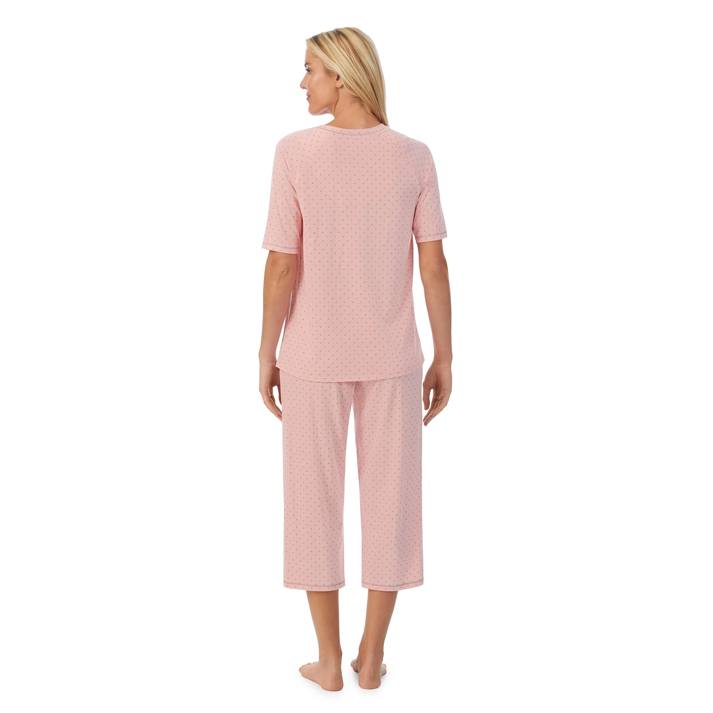 Cuddl Smart Elbow Sleeve Top with Cropped Pant Pajama Set