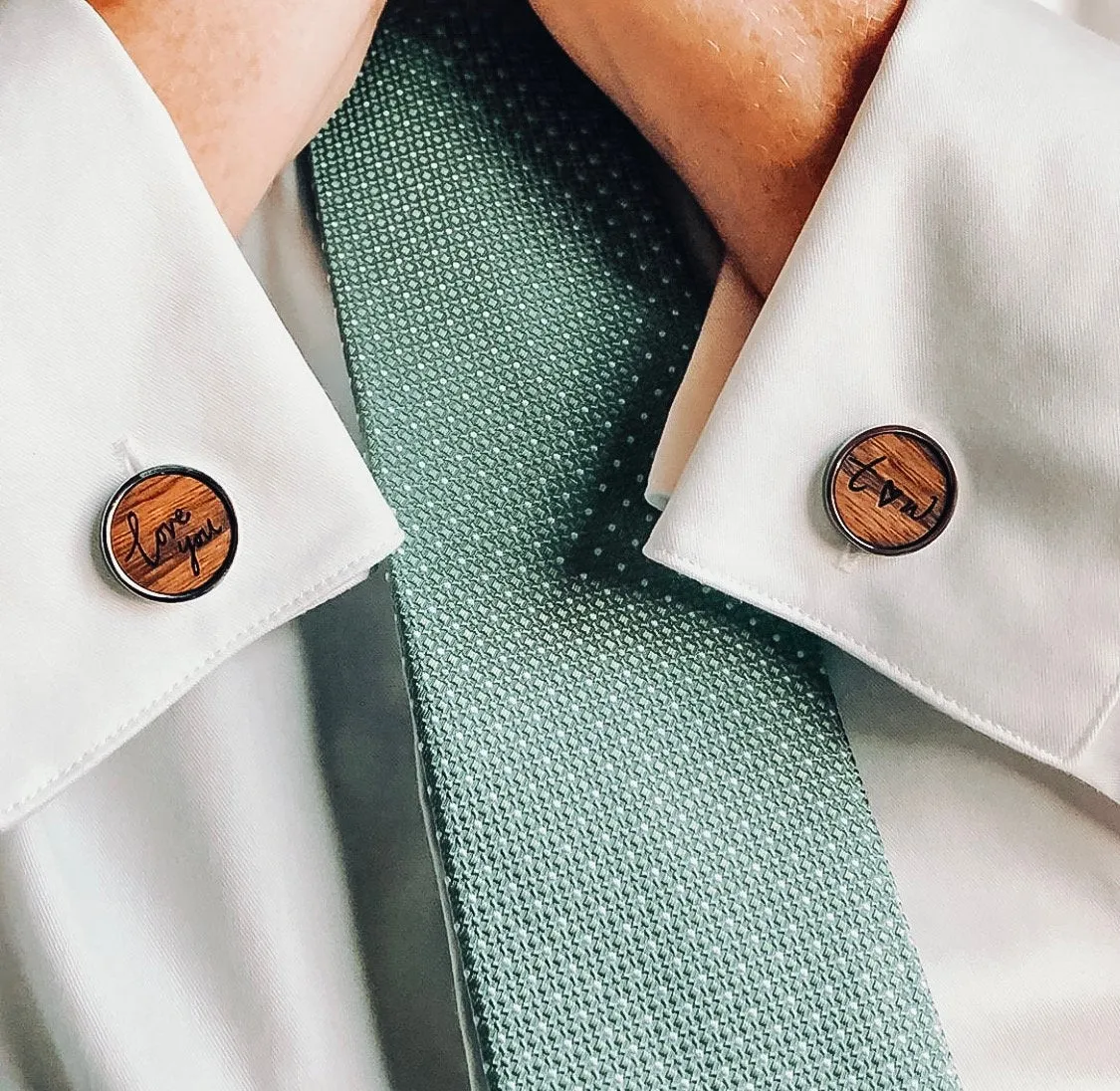 Custom Engraved Wooden Tie Clip & Cufflinks Set