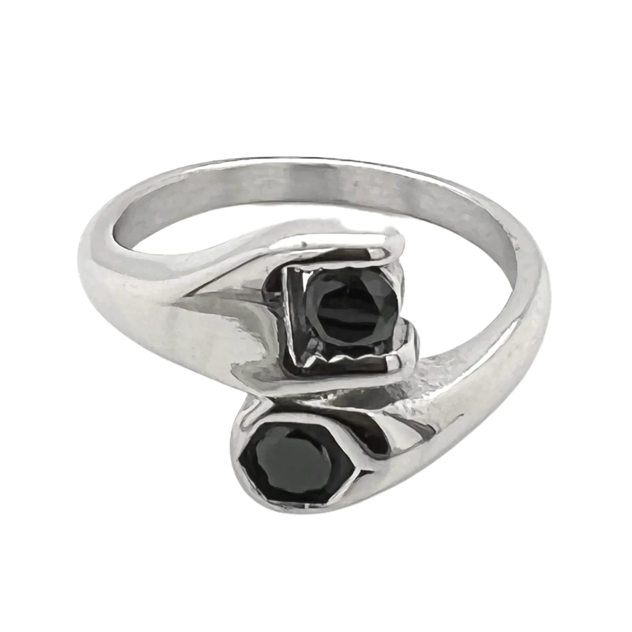 CZ Wrench Polished Stainless Steel Ring / SCR3075