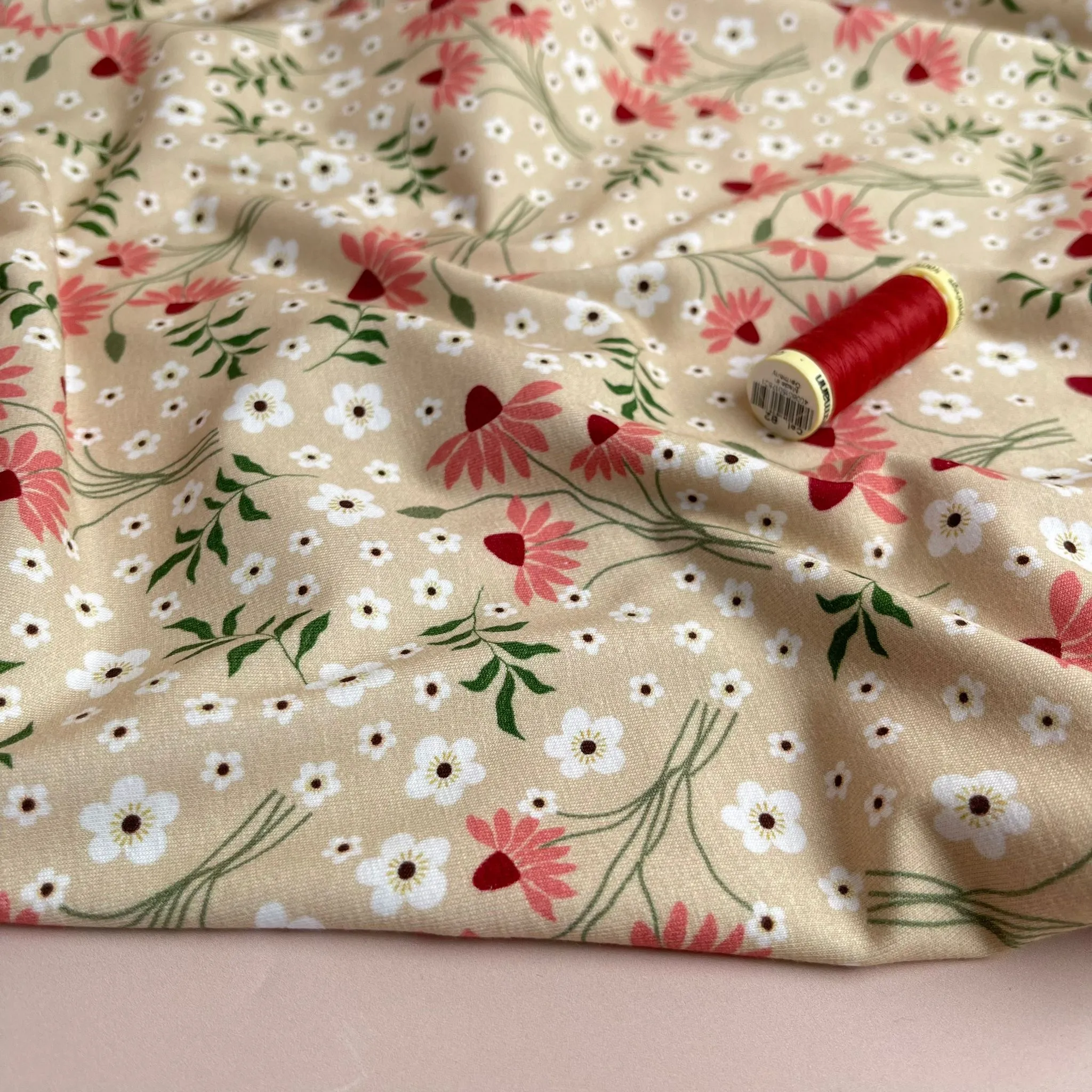 Danish Design - Delicate Autumn Blossoms Cotton Jersey