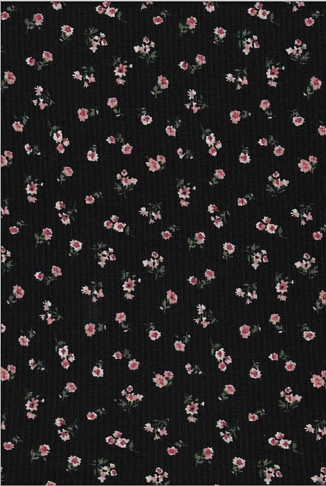 DITSY FLORAL PRINTED ON SOFT POLYESTER SPANDEX 4X2 RIB NFF181209-026