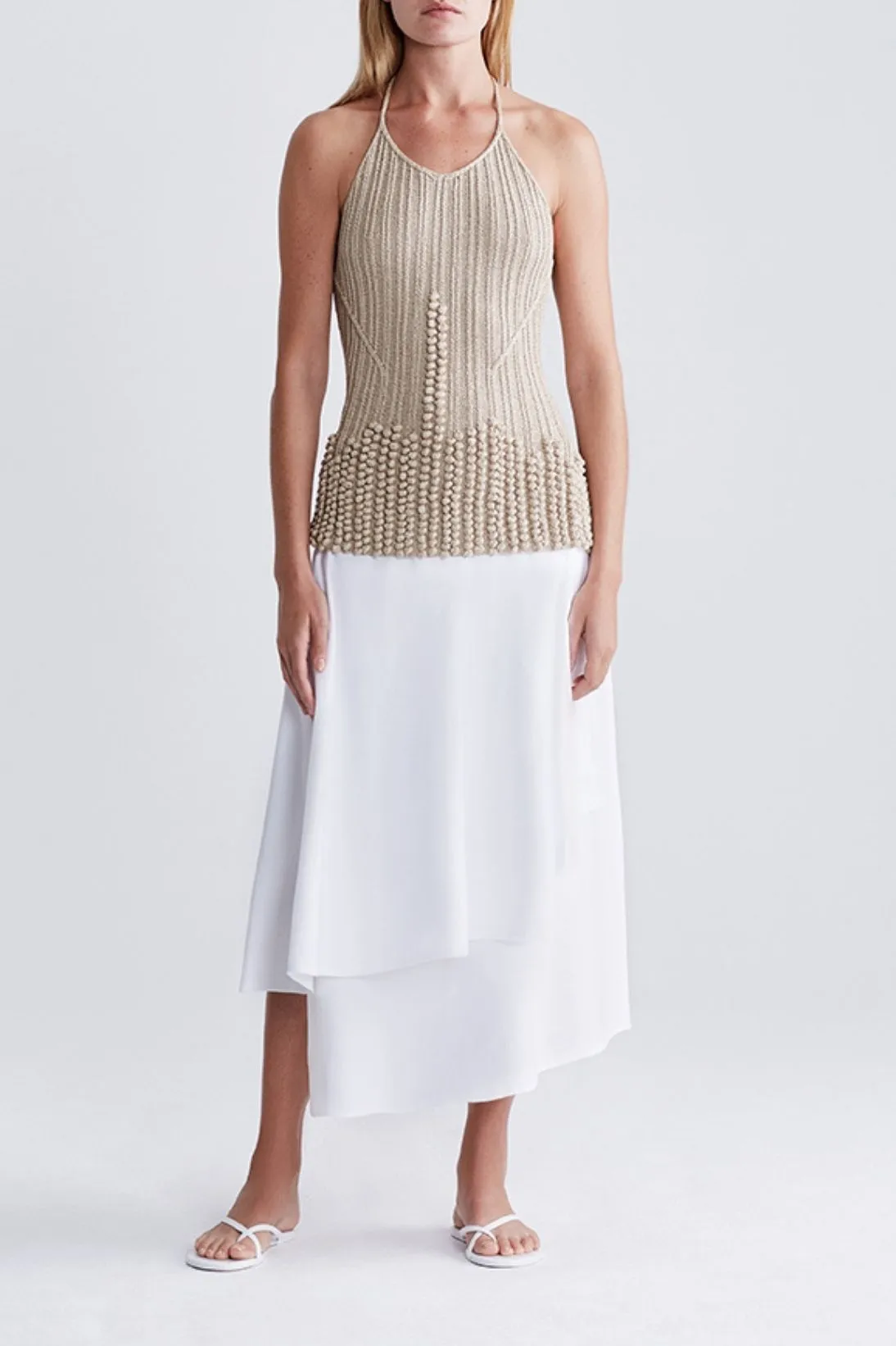 DRAPED DOUBLE LAYER WRAP SKIRT