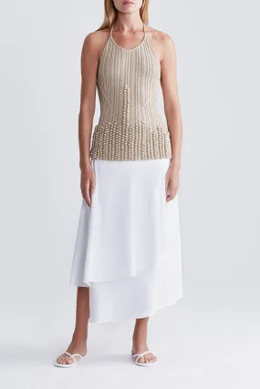 DRAPED DOUBLE LAYER WRAP SKIRT