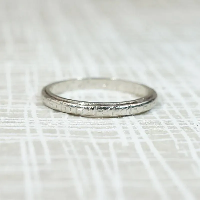 Faded Flowers Softly Worn Platinum Band