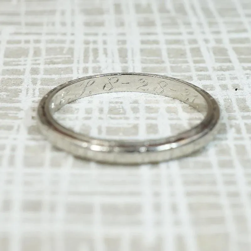 Faded Flowers Softly Worn Platinum Band