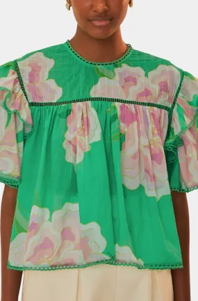 Floral Vibing Green Blouse