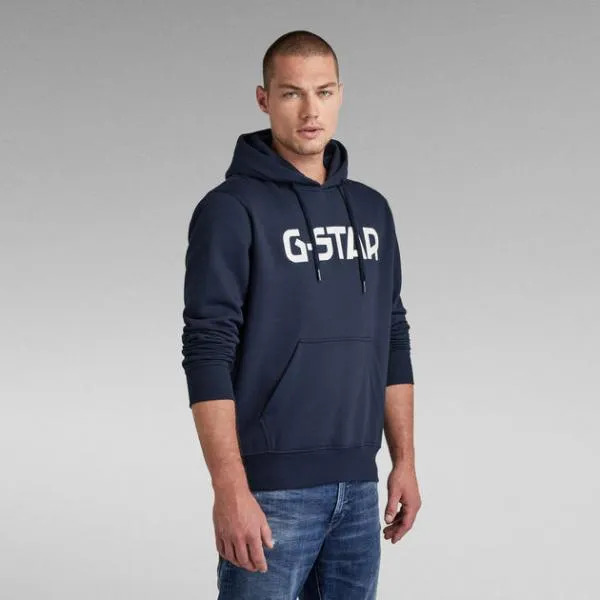 G-STAR INC - Men - Logo Pullover Hoodie - Mazarine Blue