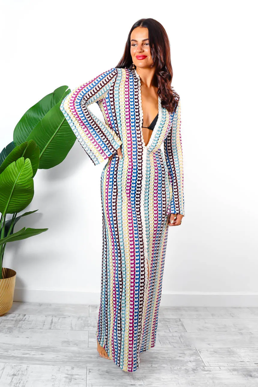 Go For Knit - Multi Knitted Pattern Maxi Dress