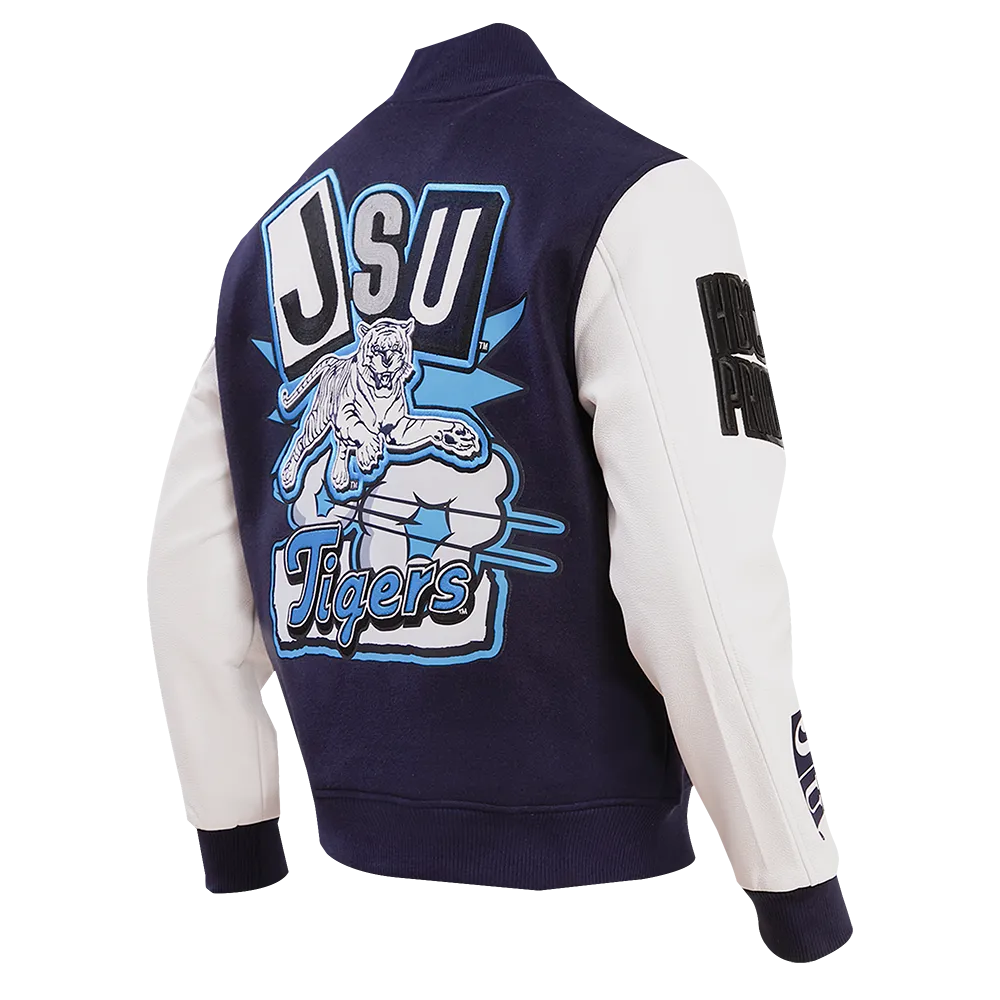 JACKSON STATE UNIVERSITY HOMECOMING MEN'S WOOL VARSITY JACKET (MIDNIGHT NAVY/WHITE)