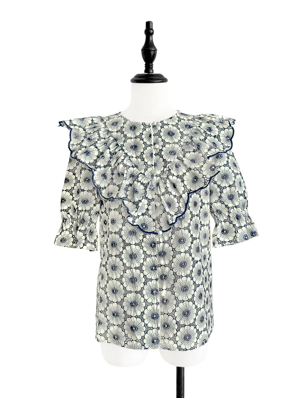 Last Chance! Violette Embroidered Ruffle Puff Sleeve Airy Blouse