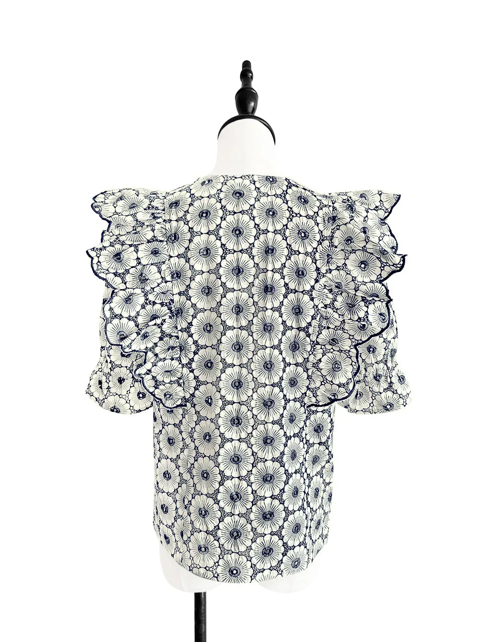 Last Chance! Violette Embroidered Ruffle Puff Sleeve Airy Blouse
