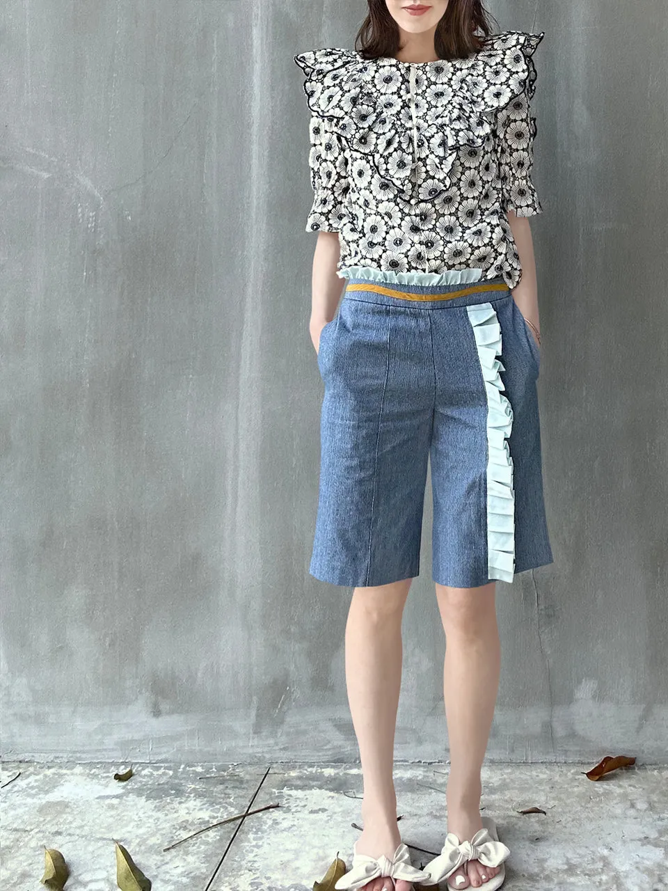 Last Chance! Violette Embroidered Ruffle Puff Sleeve Airy Blouse