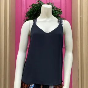 Loft black lacey tank top size XXSP