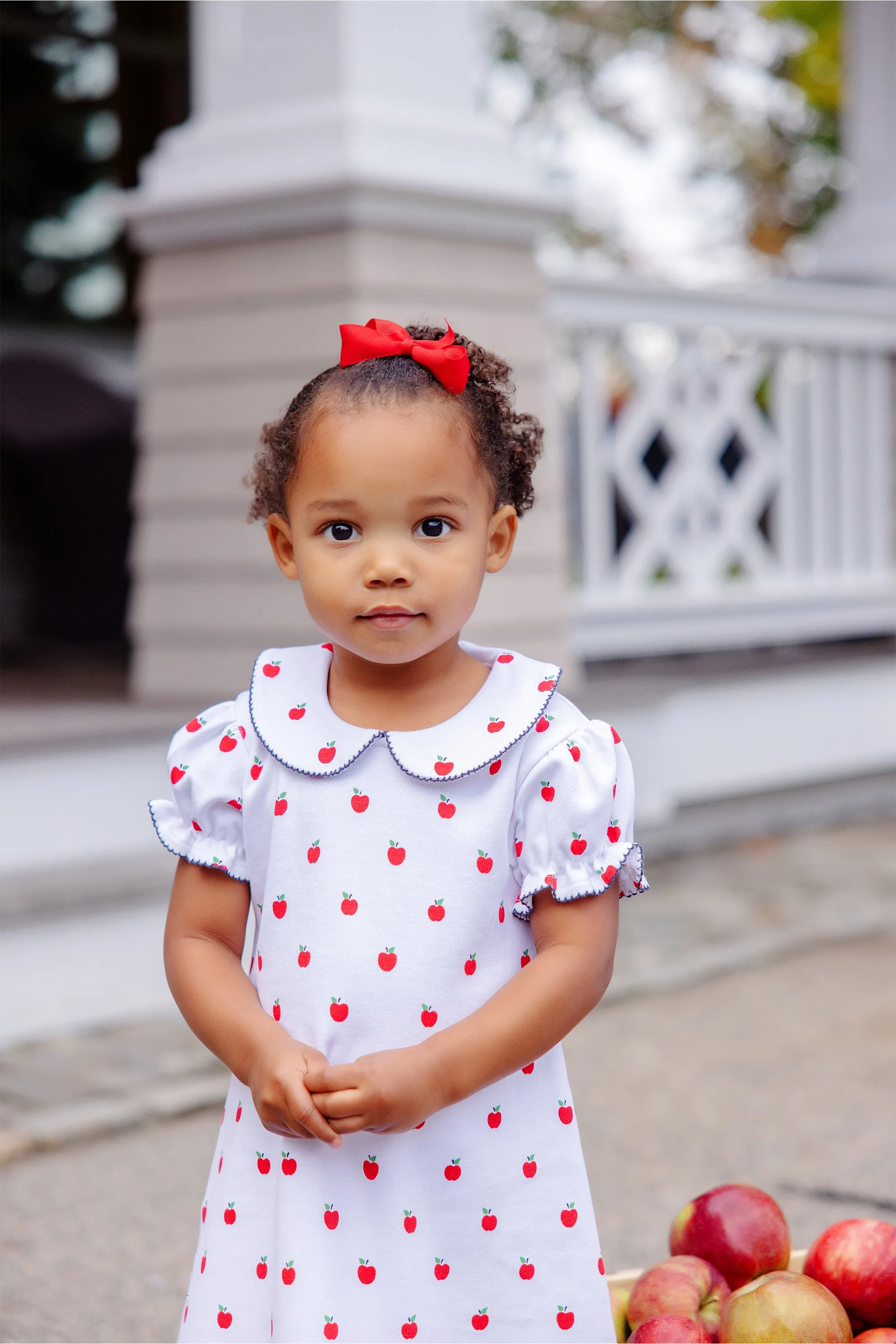 Maude's Peter Pan Collar Dress - Egerton Apples with Nantucket Navy