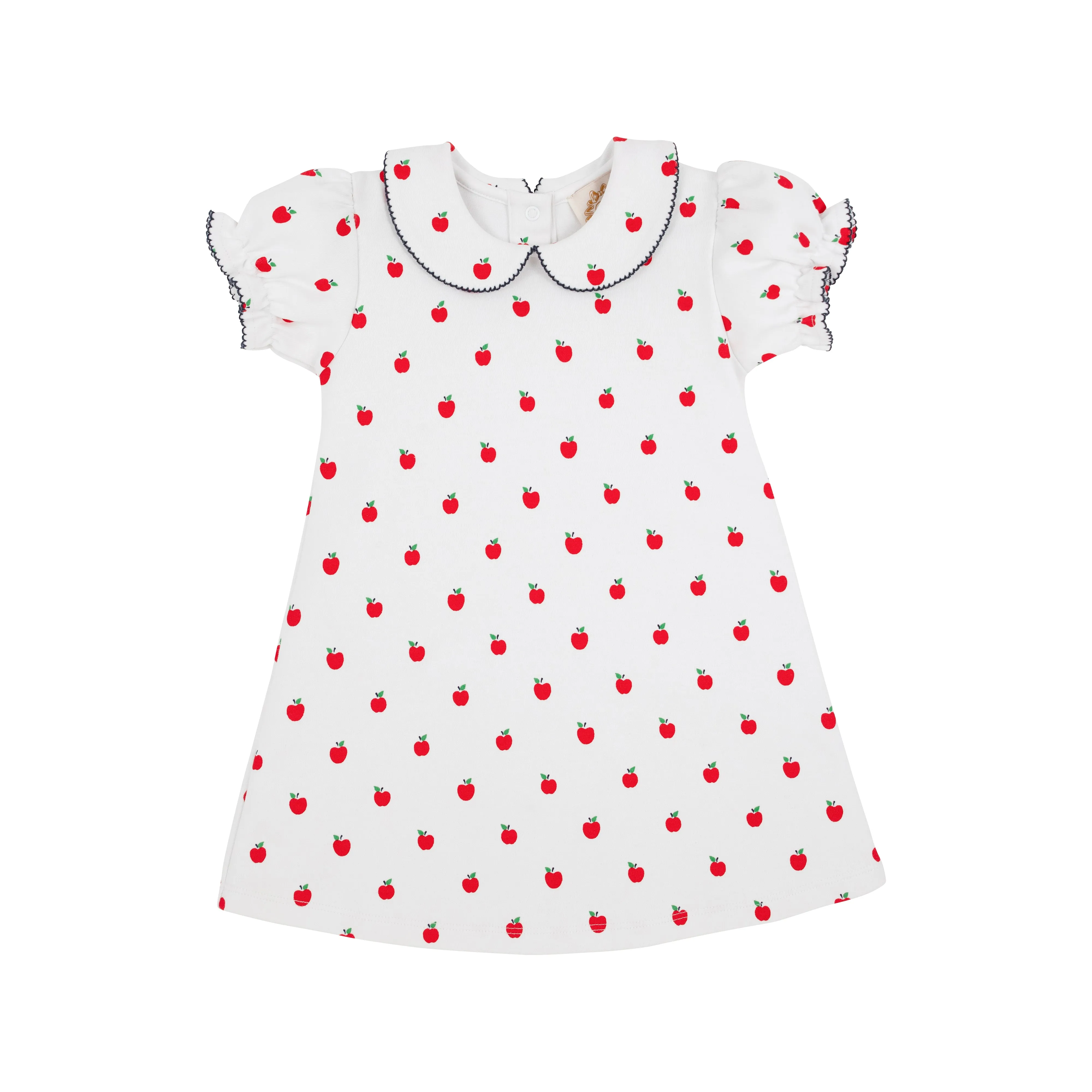 Maude's Peter Pan Collar Dress - Egerton Apples with Nantucket Navy