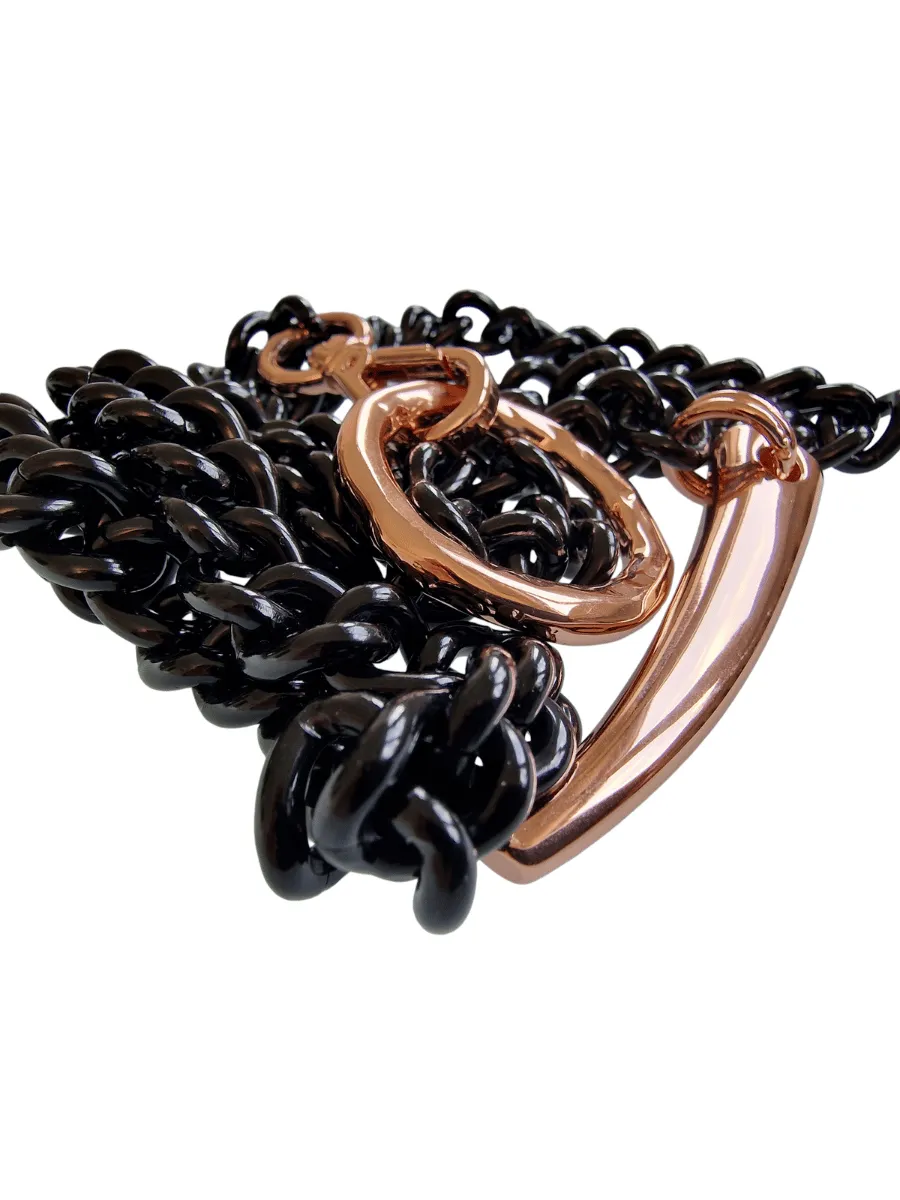 NEW! FORBIDDEN Necklace - Black Gloss & Rose Gold