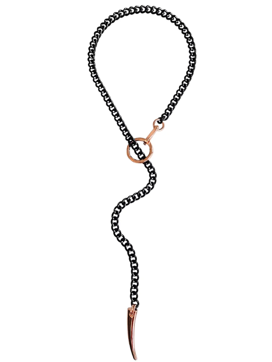 NEW! FORBIDDEN Necklace - Black Gloss & Rose Gold