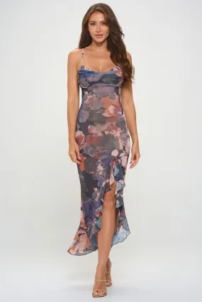 Rustic Floral Mesh Dress