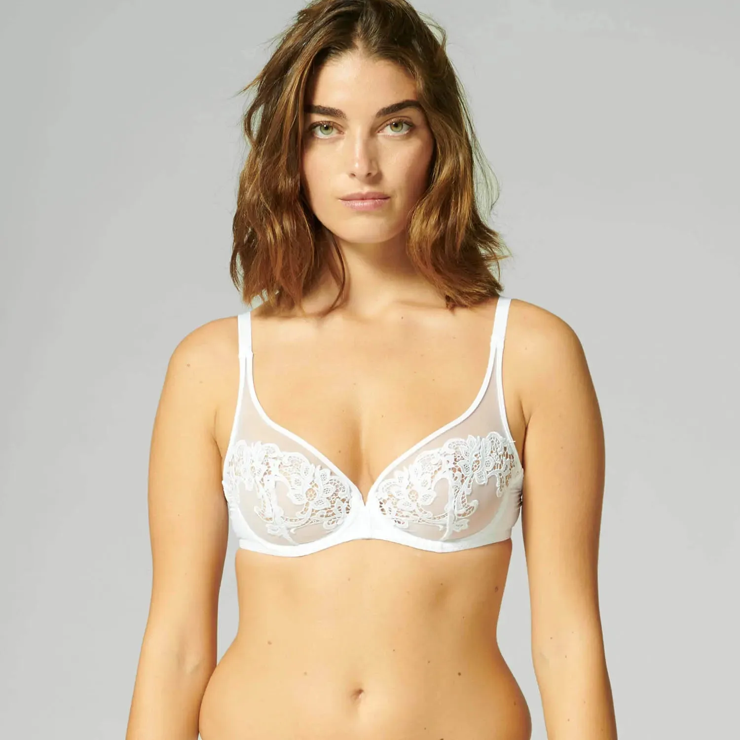 Simone Perele Full Cup Plunge Bra-Saga-White