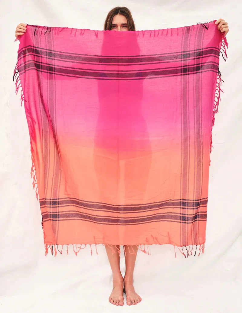 SUNDRY SARONG IN NEON CORAL/AZALEA OMBRE