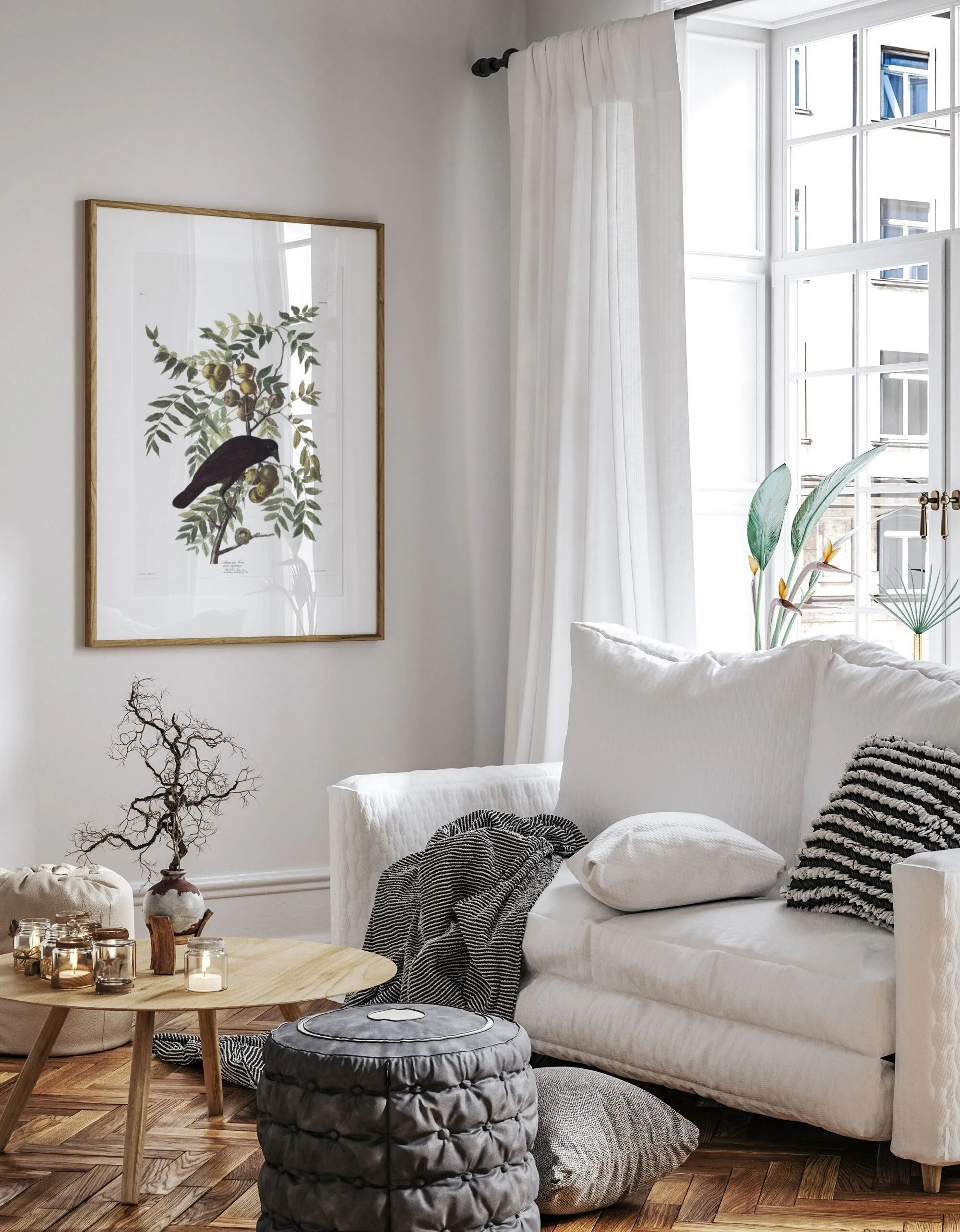 Vintage Black Bird Wall Art Print