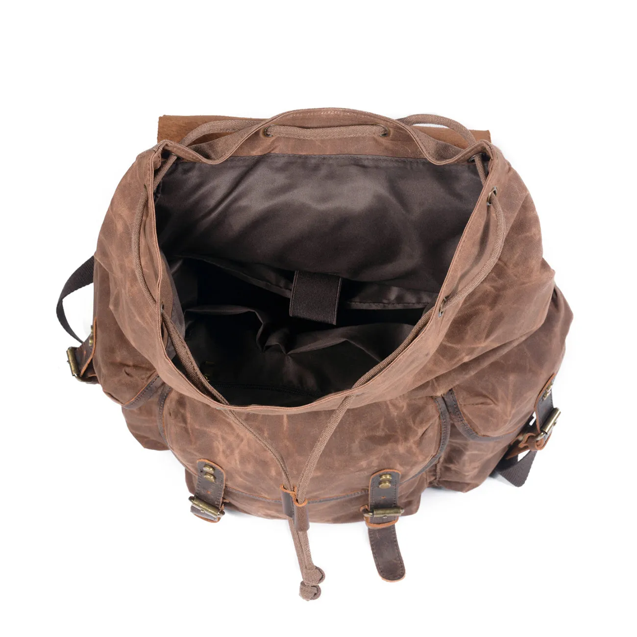Waxed Canvas Leather Rucksack Bag